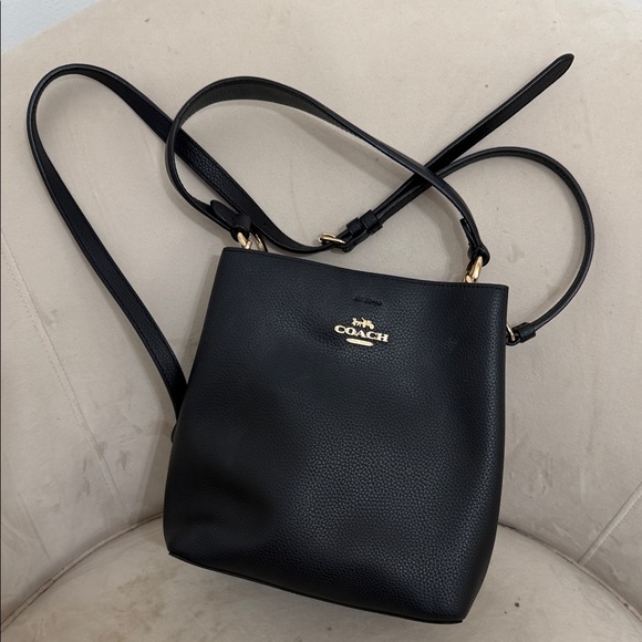 Coach Handbags - Coach Black Crossbody Bag with Gold Accents
